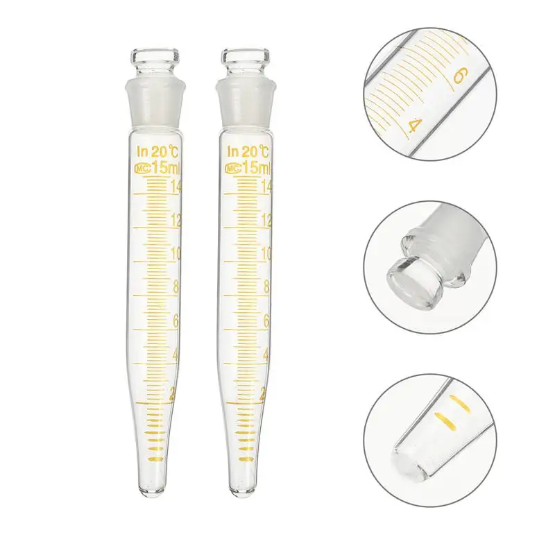 2pcs 15ml Glass Centrifuge Tubes Scientific Experiment Test Tubes with Lid