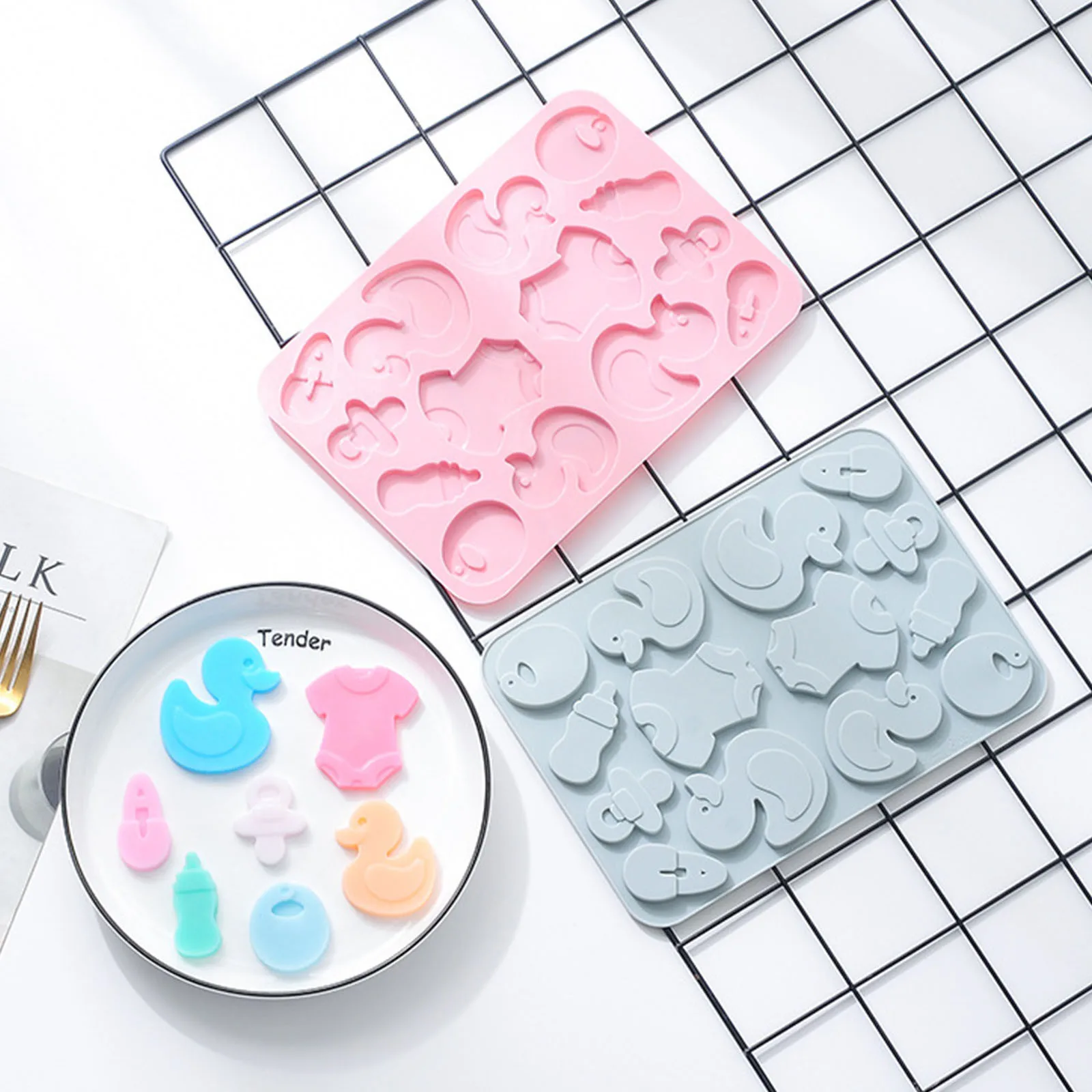 

2021 New Duck Cake Mold Hot Sale 14 Connected Mammalian Silicone Insert Mould Chocolate Baking Mould