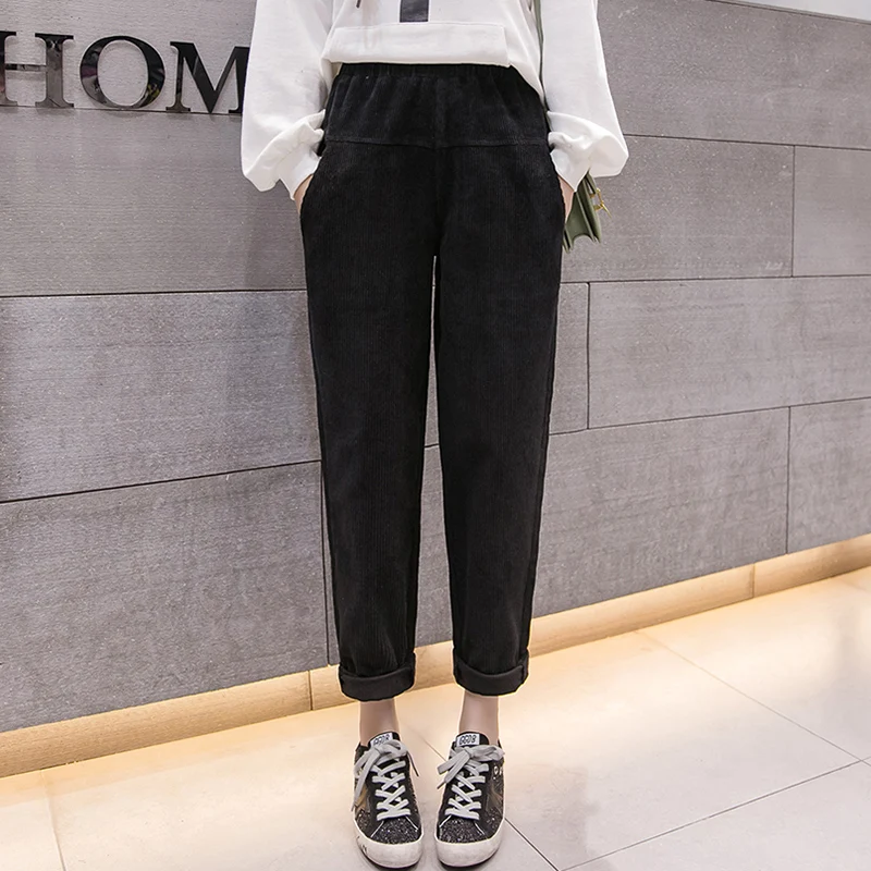 Брюки шаровары Осень Зима корейские женские утепленные брюки вельветовые