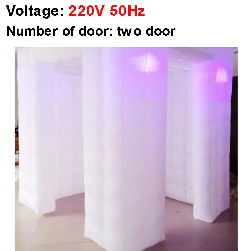 two door -220V 2,5*2,5*2,5 м Высокое качество Свадебная вечеринка надувной фотостенд 210D ткань Оксфорд светодиодный фотостенд палатка 220 В/110 В однодверный/двухдверный - Цвет: two door -220V