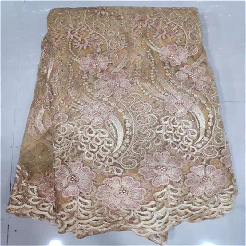 Кружево украшенное бисером в африканском стиле ткани зеленые блестки высокое