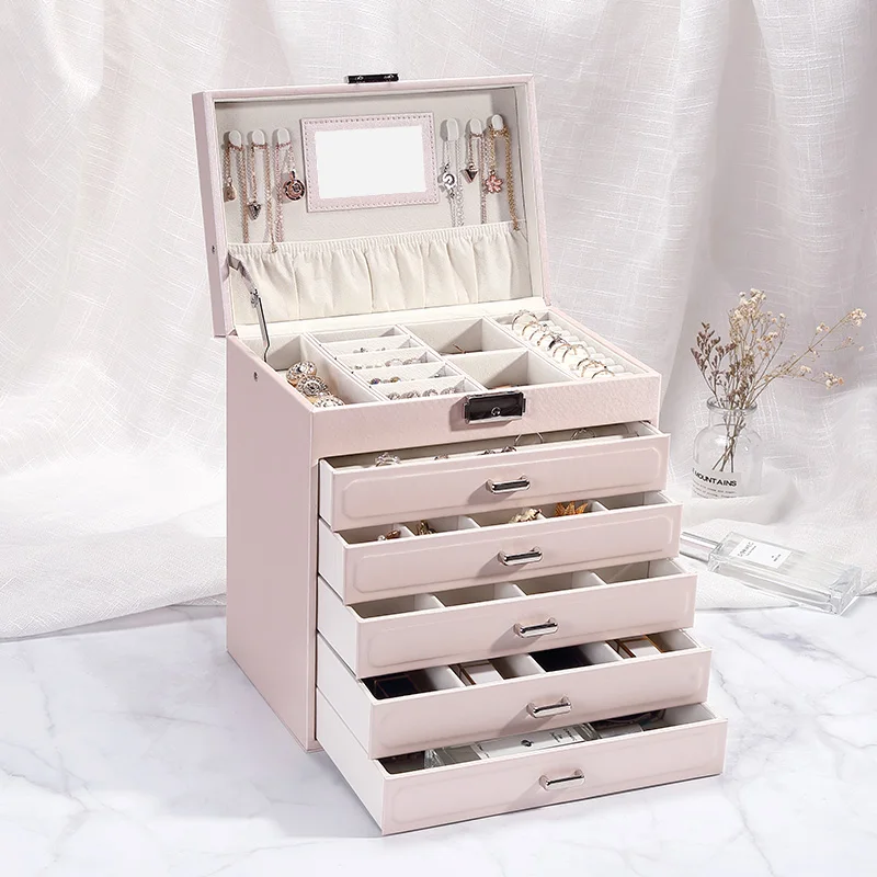 2019 большая коробка для хранения ювелирных изделий 5 слоев европейский стиль с