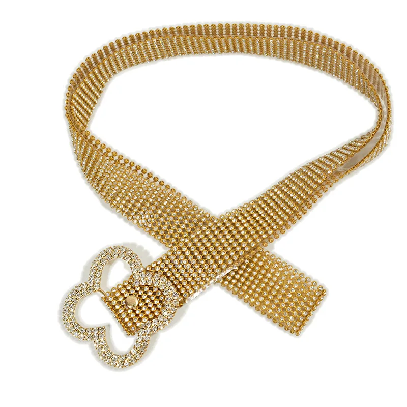 

Women's Metal Round Circle Heart Buckle Belts2019 New Luxury Rhinestone Crystal Diamond Clear PVC Waist Belt for Women Dresses