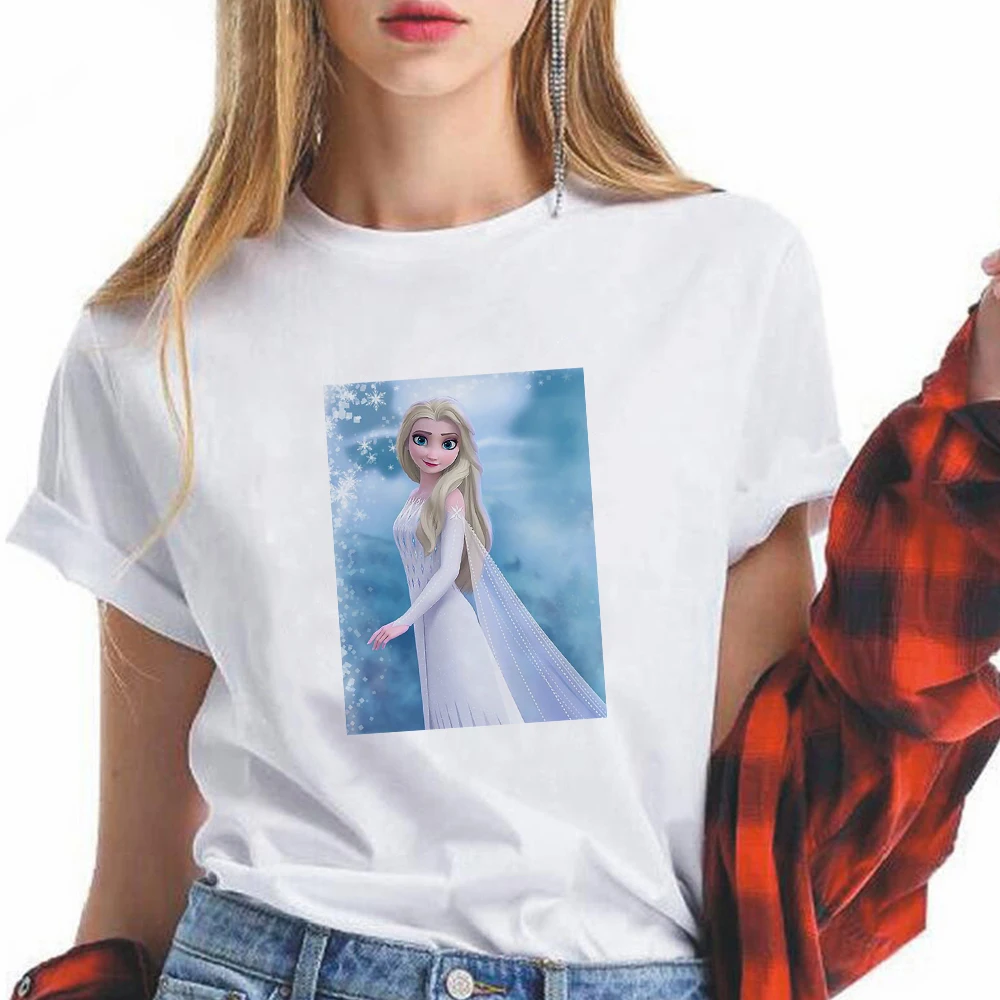

Disney Frozen Cheongsam Elsa Oriental Beauty Tee Shirt Femme Aesthetic Comfy Clothes Summer Short Sleeve Streetwear Casual Tops