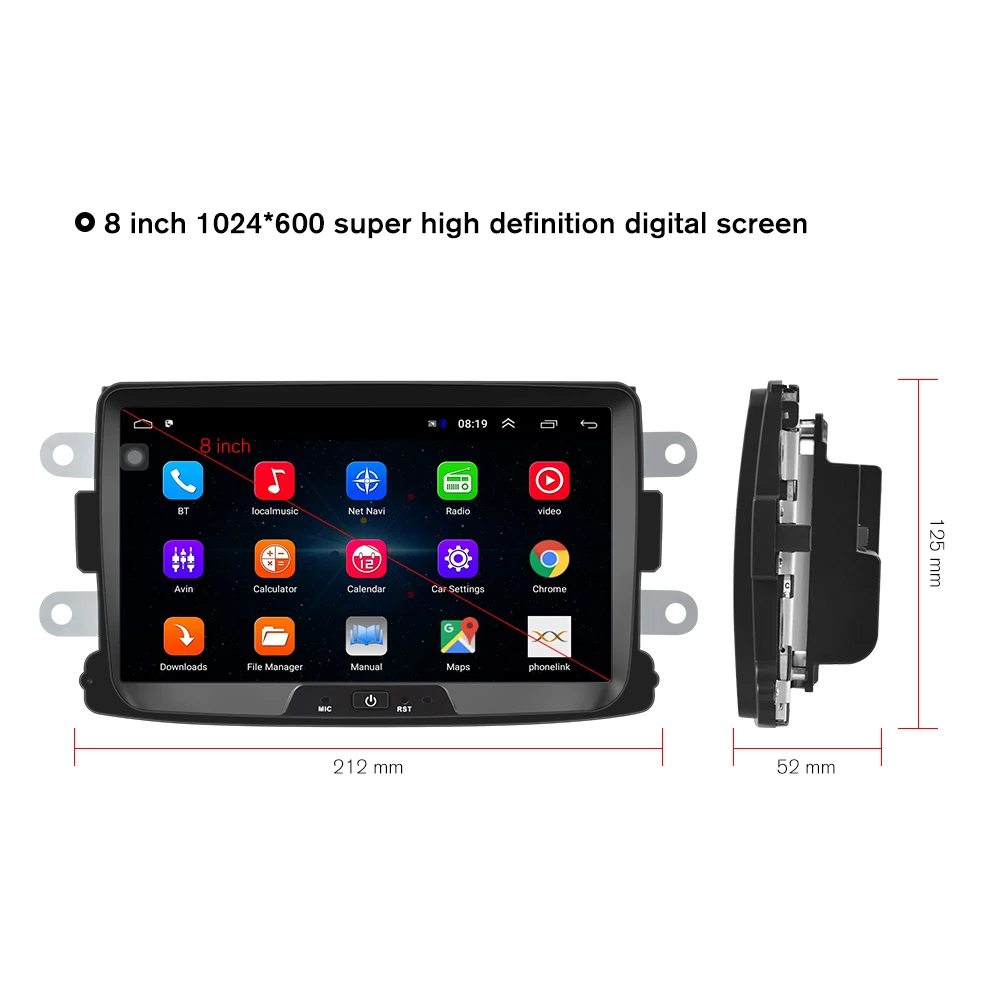 Podofo 2 Din Android Автомагнитола 8 ''GPS MP5 Зеркало Ссылка для Renault Sandero/Duster/Logan/Dokker