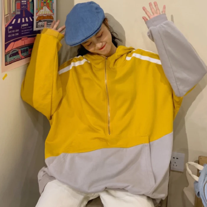 

Sport Jacket Woman Zipper Hoodie Stripe Fashion Top Streetwear Autumn And Winter Jacket Chic Long-Sleeved Hooded Sweatshirt