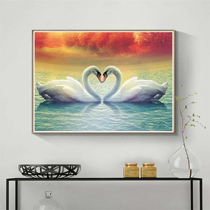 Алмазная 5D живопись сделай сам лебедь полная вышивка мозаика пейзаж наборы для