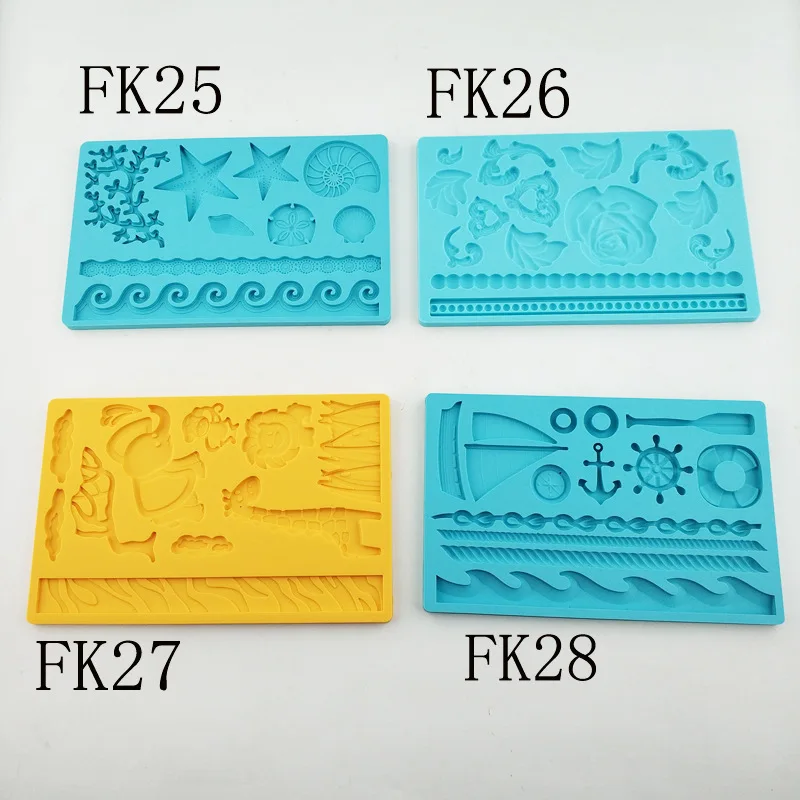 

New Elephant Giraffe Fondant Cake Silicone Mould Anchor Wave Shape Chocolate Tool Starfish Coral