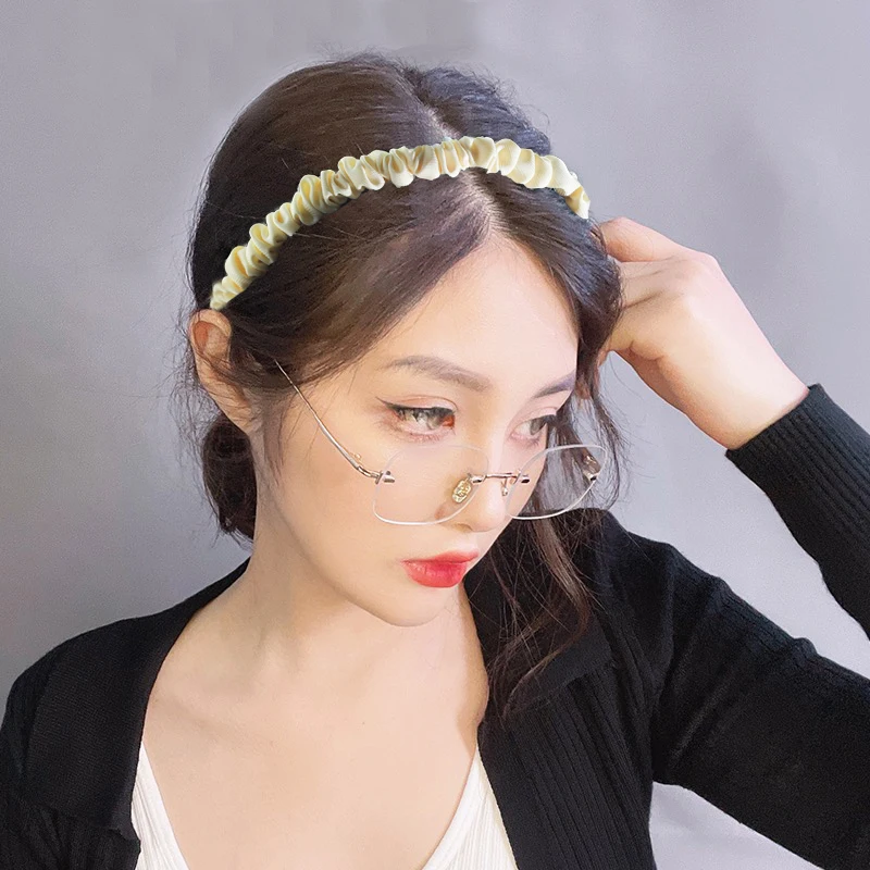 

ANNUOLA Khaki Three-Piece Cloth Art Lady Fan Headband Go Out At Home Wash Your Face Hairband Temperament Headwear