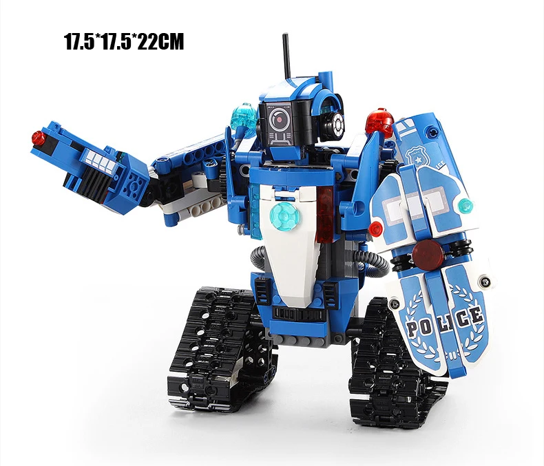 Technic 2,4 Ghz rc трансформация гусеничный полицейский робот строительный блок со звуковым кирпичом полицейский автомобиль радиоуправляемые игрушки