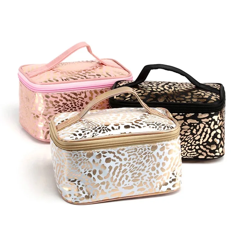 

Women Tote Cosmetic Bag Leopard Print Cosmetic Storage Bags Ladies Waterproof Beauty Bag Organizer Travel Make Up Cases