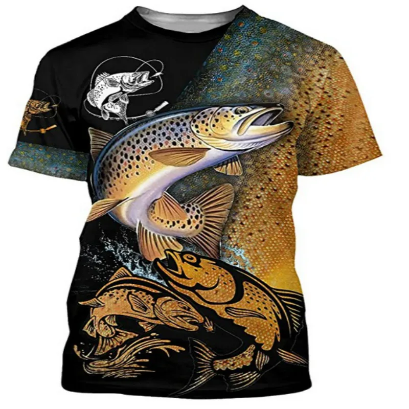 

Summer Men's Hot Sale Fun Fish 3D Printed T-shirt Fashionable Breathable O-Neck Short Sleeve T-shirt Clothing Large Size XXS-6XL