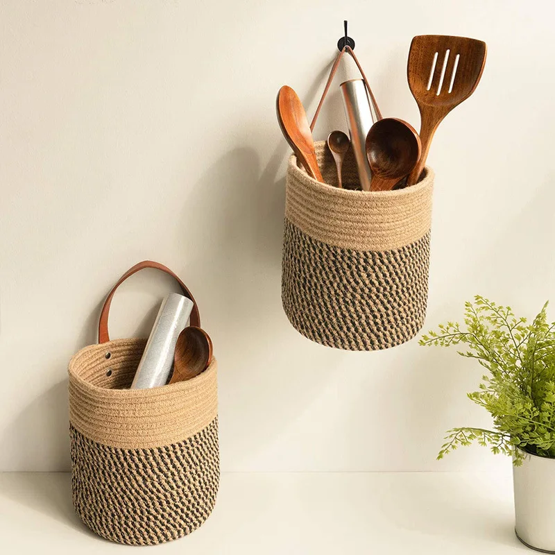 

Plant Chlorophytum Imitation Rattan Wall Hanging Flower Pot Knitted Basket Handmade Planting Artificial Flower Handmade