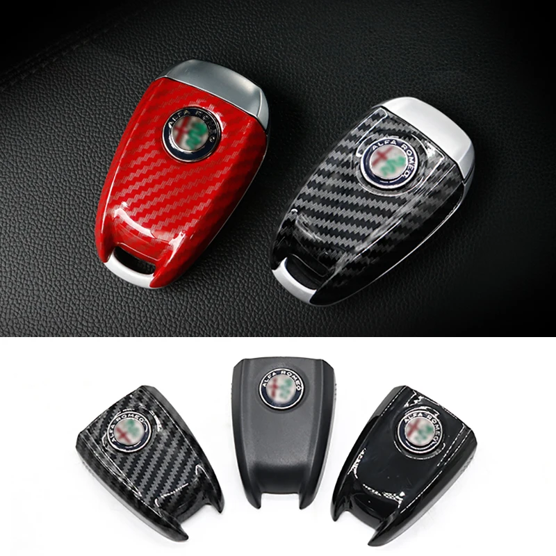 

For Alfa Romeo Giulia Stelvio Carbon Fiber Key Shell Key Shell 3D Keychain Car Key Protector Cover