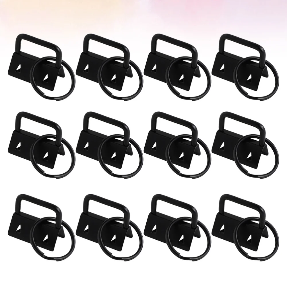 

50Pcs DIY Fabric Key Chain Fob Wristlet with Key Ring for Lanyard Luggage Strap Accessories25mm, Silver)
