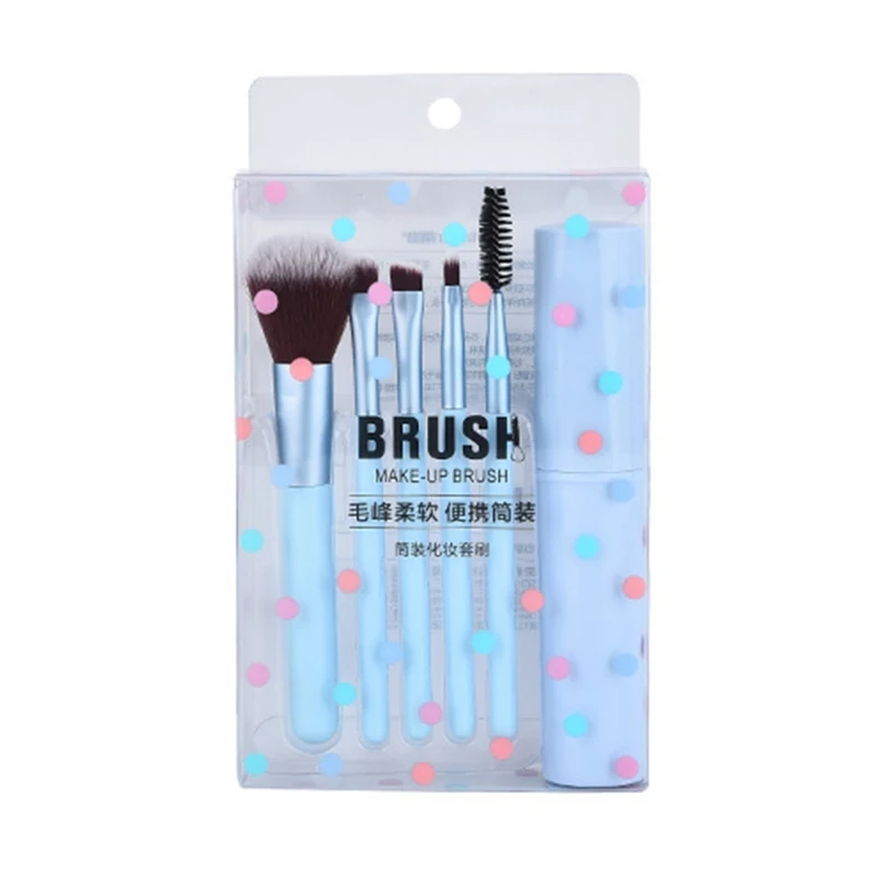 blue 5pcs Путешествия Портативный мини глаз кисти для макияжа Набор размазывает Тени Карандаш для глаз карандаш для бровей Кисть для губ набор кистей для макияжа Профессиональные - Handle Color: blue