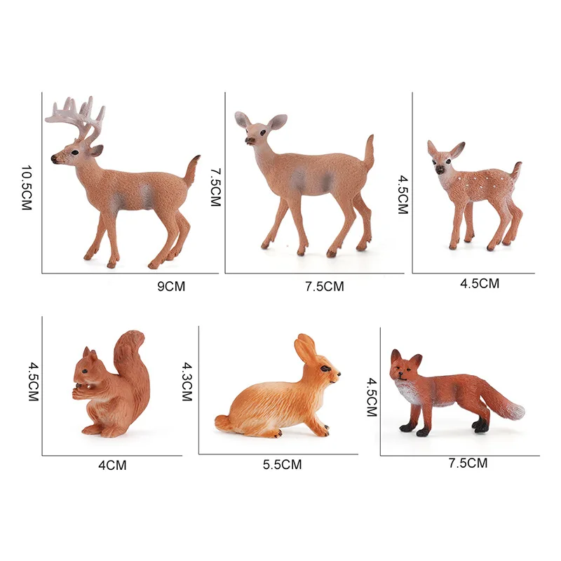 

Simulation Little Fox Rabbit Squirrel Animal Model Figurine Decoration Accessories For Children Christmas Deer Figurines Gift