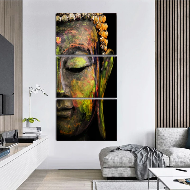 Самоотверженно 3 панели/набор современного искусства Красочный в форме головы