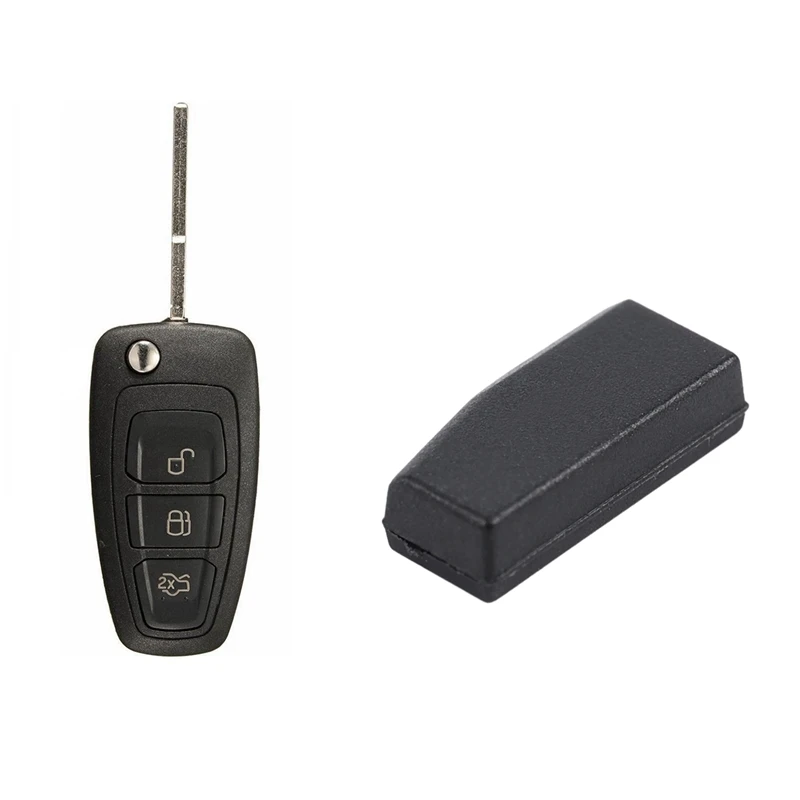 

3 Buttons Uncut Remote Key with 4D63 Chip for Ford Focus C-MAX Mondeo Fiesta & 4D63 80Bit Remote Key Carbon Chip