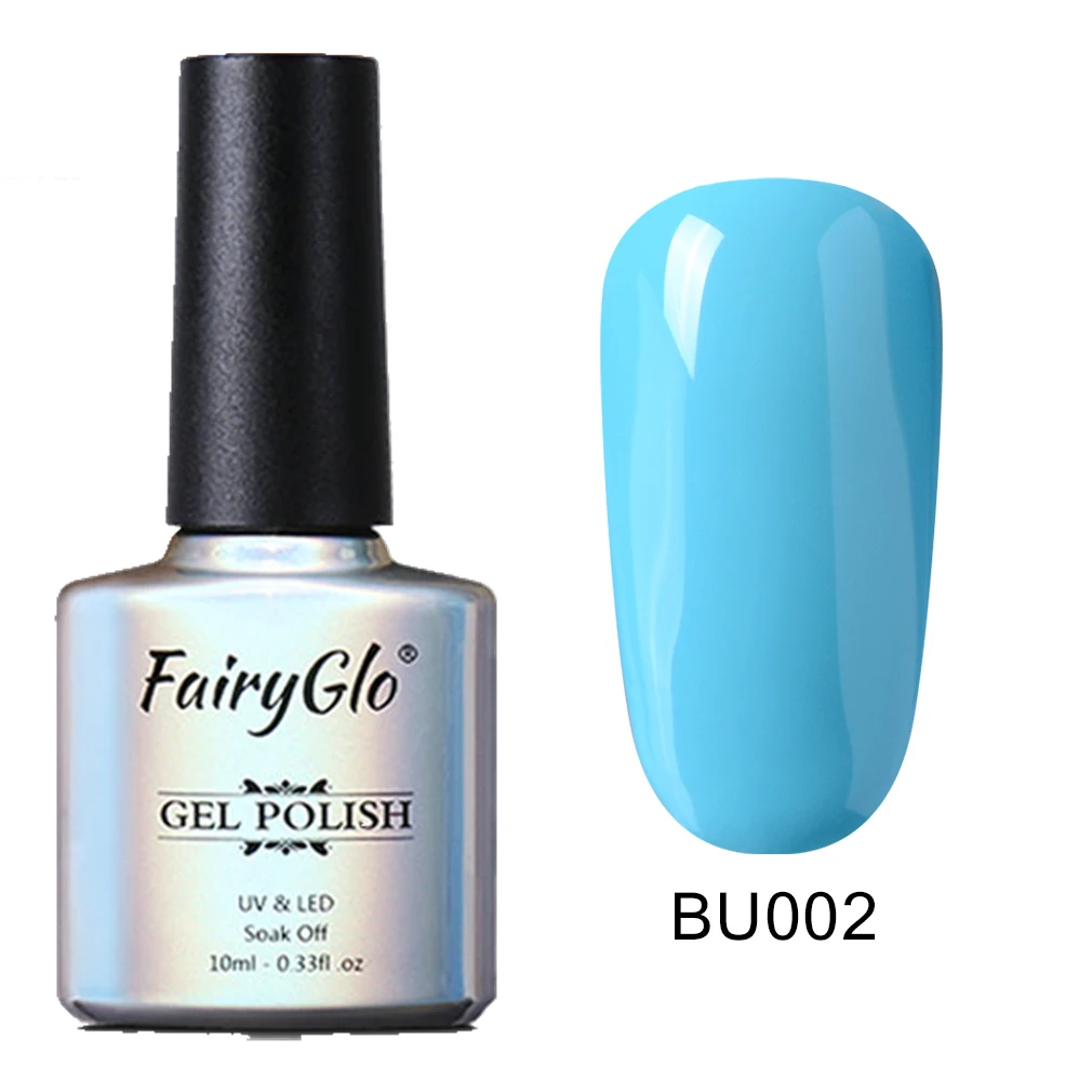 BU002 FairyGlo, 10 мл, Синий Цветной Гель-лак для ногтей, Полупостоянный Светодиодный УФ-Гель-лак, лак для дизайна ногтей, впитывающий Гель-лак, Матовый верхний слой - Цвет: BU002