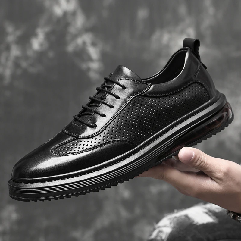 spesifikasi Sneakers Kasual Pria Musim Panas Sepatu Kasual Remaja Lubang Kulit Asli Untuk Pria Sepatu Jalan Pria Antiselip Sepatu Pria Dapat Dipakai