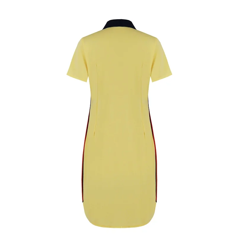 Женское платье-поло футболка элегантные платья с коротким рукавом лоскутное