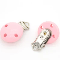 5pcslot wooden baby children pink pacifier holder clip infant cute round nipple clasps for baby product 3 hole 4 4cm x 2 9cm