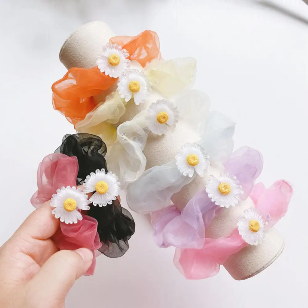 Новая Милая Корейская однотонная сетчатая резинка для волос Женская эластичная