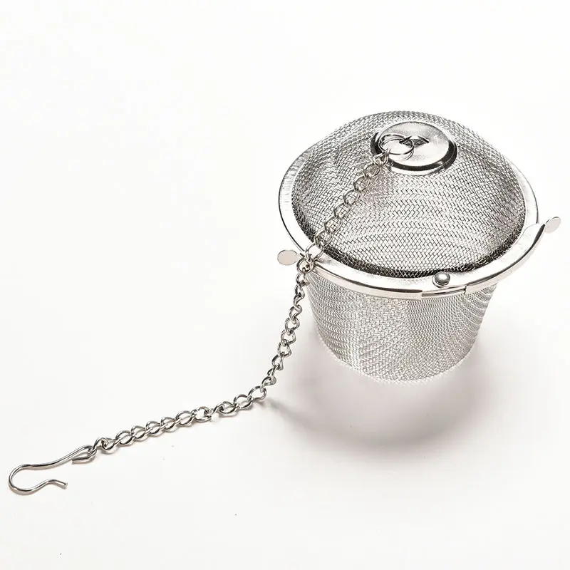 

HOT Durable Silver Reusable Stainless Mesh Herbal Ball Tea Spice Strainer Teakettle Locking Tea Filter Infuser Spice 4 Sizes