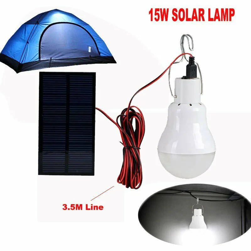 15W Solar Power Emergency LED Bulb Light Hanging Lamp Courtyard Garden Solar Led Camping Lights Outdoors