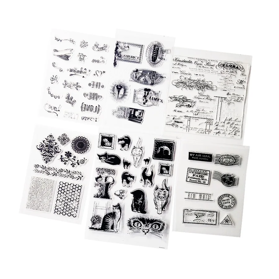 

1 Pack/lot Muti-design Silicone Clear Decoration Stamp Cat Lace Scenic Word Art For DIY Scrapbooking Card Making School Gift