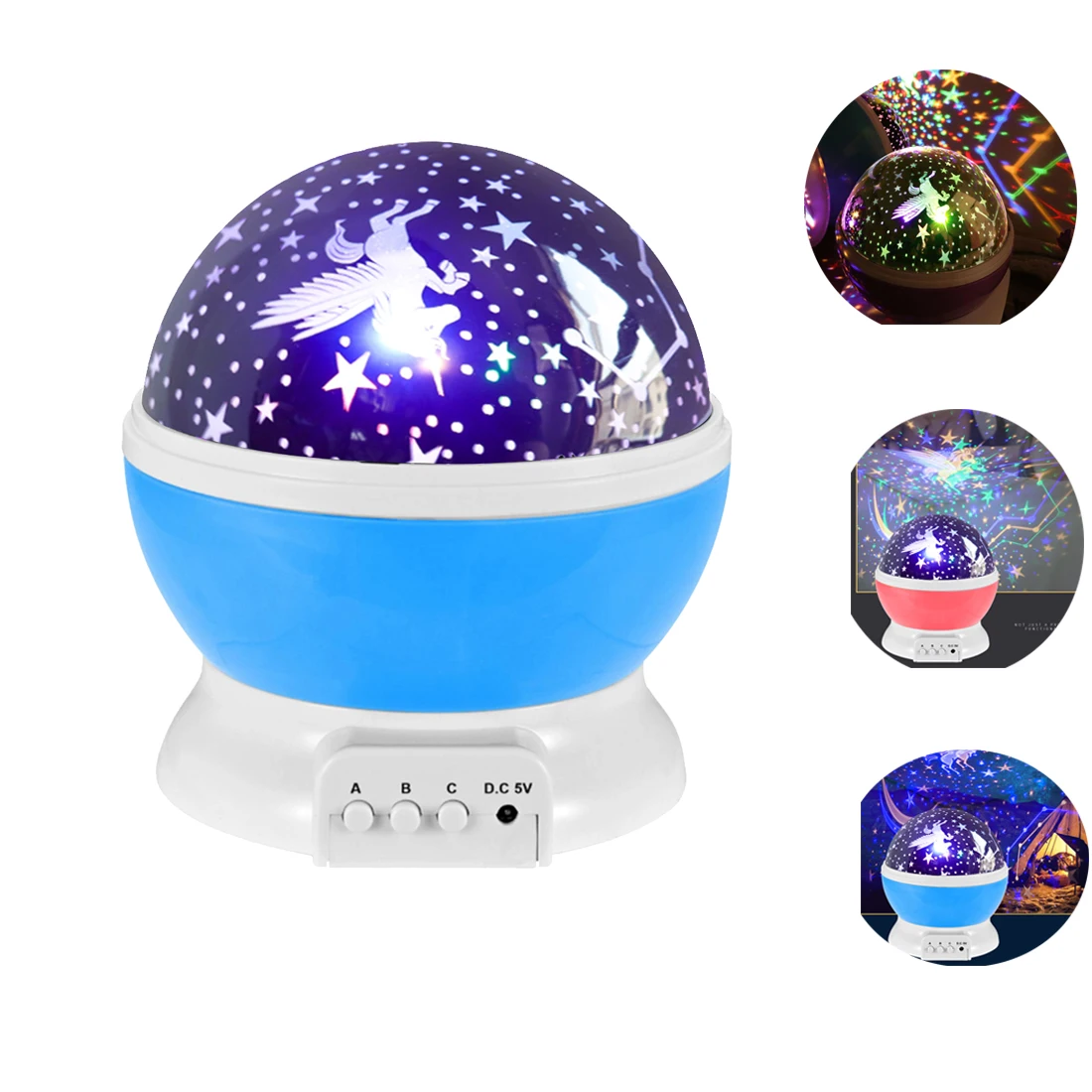 Светодиодный вращающийся проектор 7 цветов ночник со звездным небом