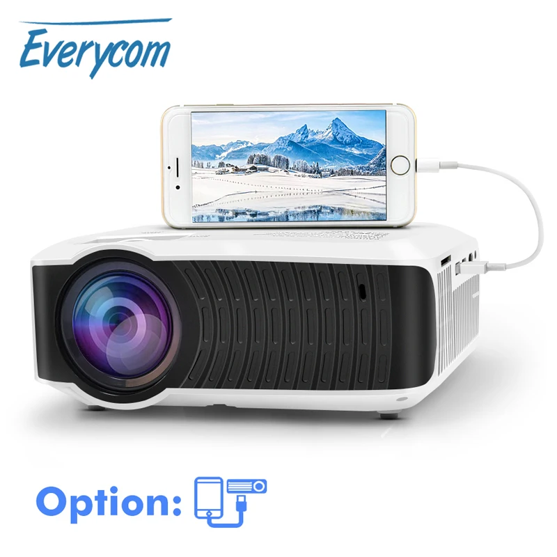 Мини-проектор Everycom T4 встроенный 1280*720 HD светодиодный видео портативный домашний