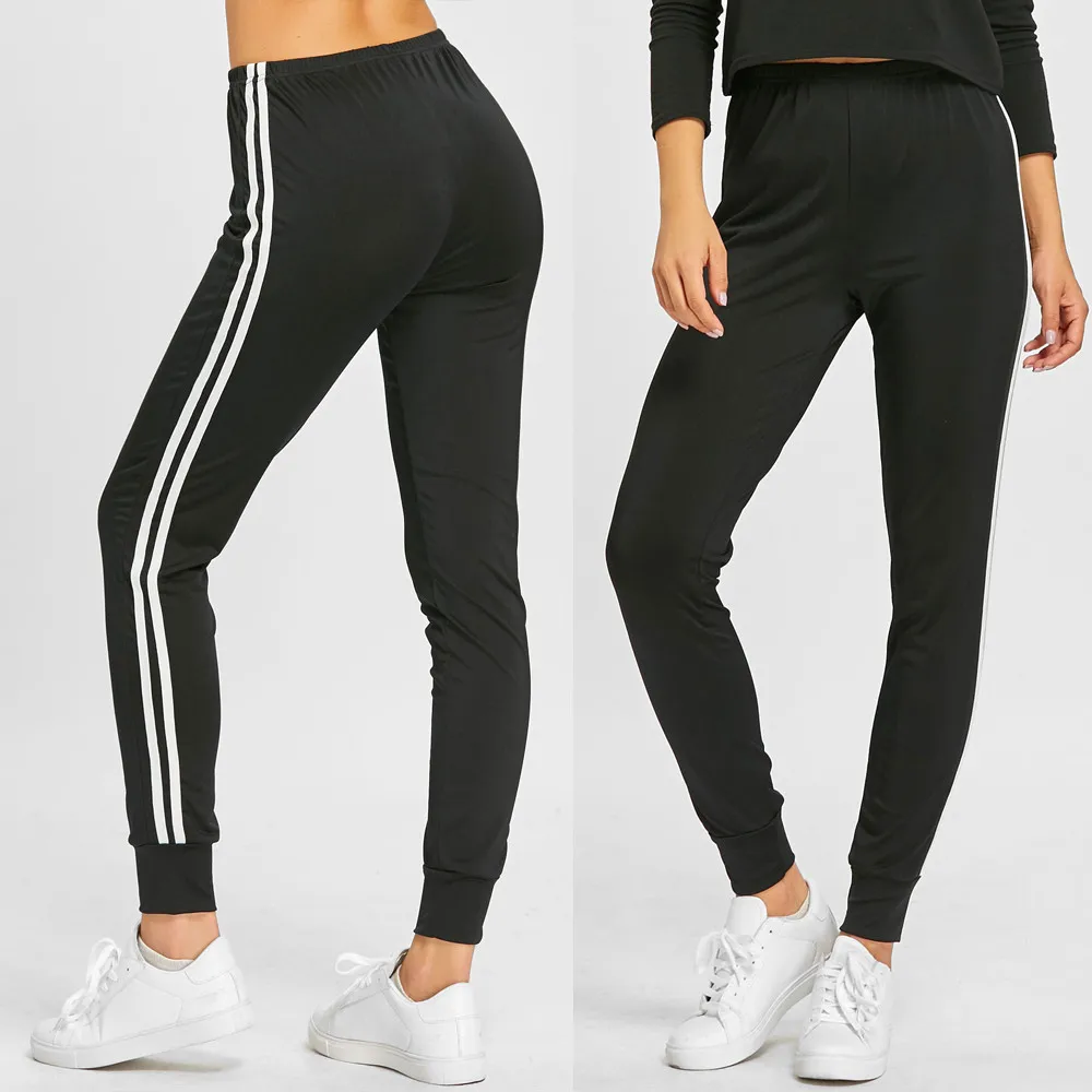 Glam city Joggers женские белые полосатые Боковая Отделка корейские Спортивные штаны