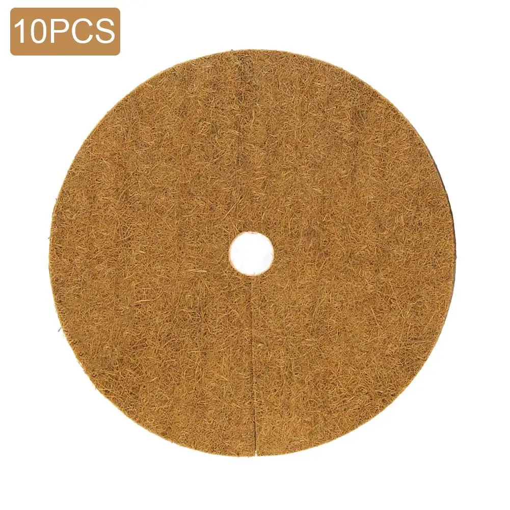 

10PCS Plant Cold Protection Mat Nursery Pot Tools Brown Flat Pad Garden Palm Coconut Mat Multi-size Fiber Mat Garden Accessories