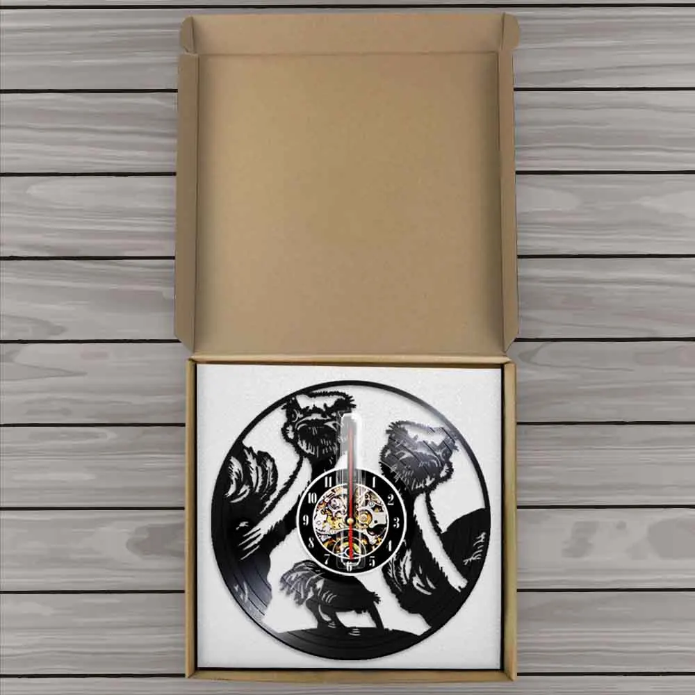 

1 Piece Animals LED Wall Clock Ostrich Vinyl Record Wall Clock Modern Design Wall Home Decor 3D Watch For Living Room Decoration