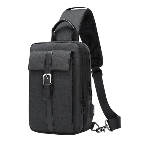 INRNN высококачественные мужские нагрудные сумки, многофункциональная водонепроницаемая сумка через плечо, Мужская Повседневная Деловая дорожная сумка через плечо с USB-зарядкой