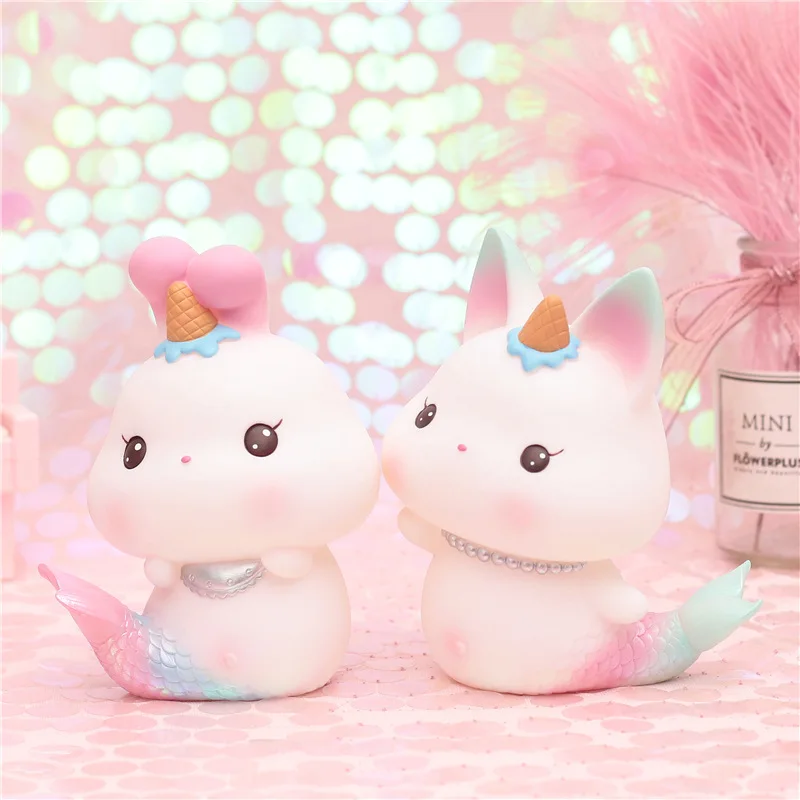 Копилка в виде русалки с градиентом милая животного для рабочего стола спальни