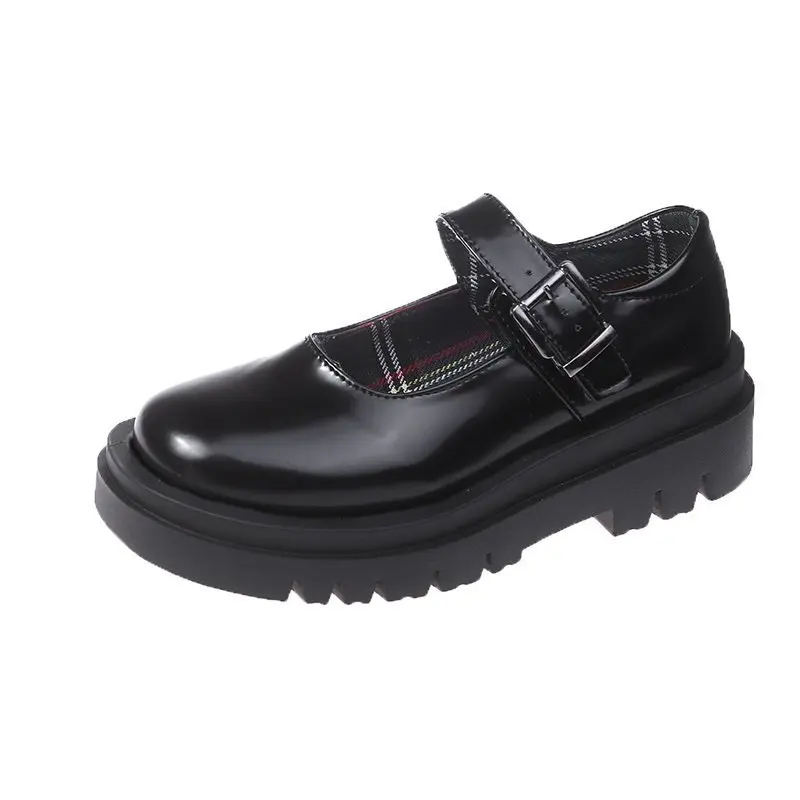 

Round Toe Womens Derby Shoes Female Footwear Casual Sneaker Clogs Platform British Style Leather Dress Creepers Preppy Summer Ne