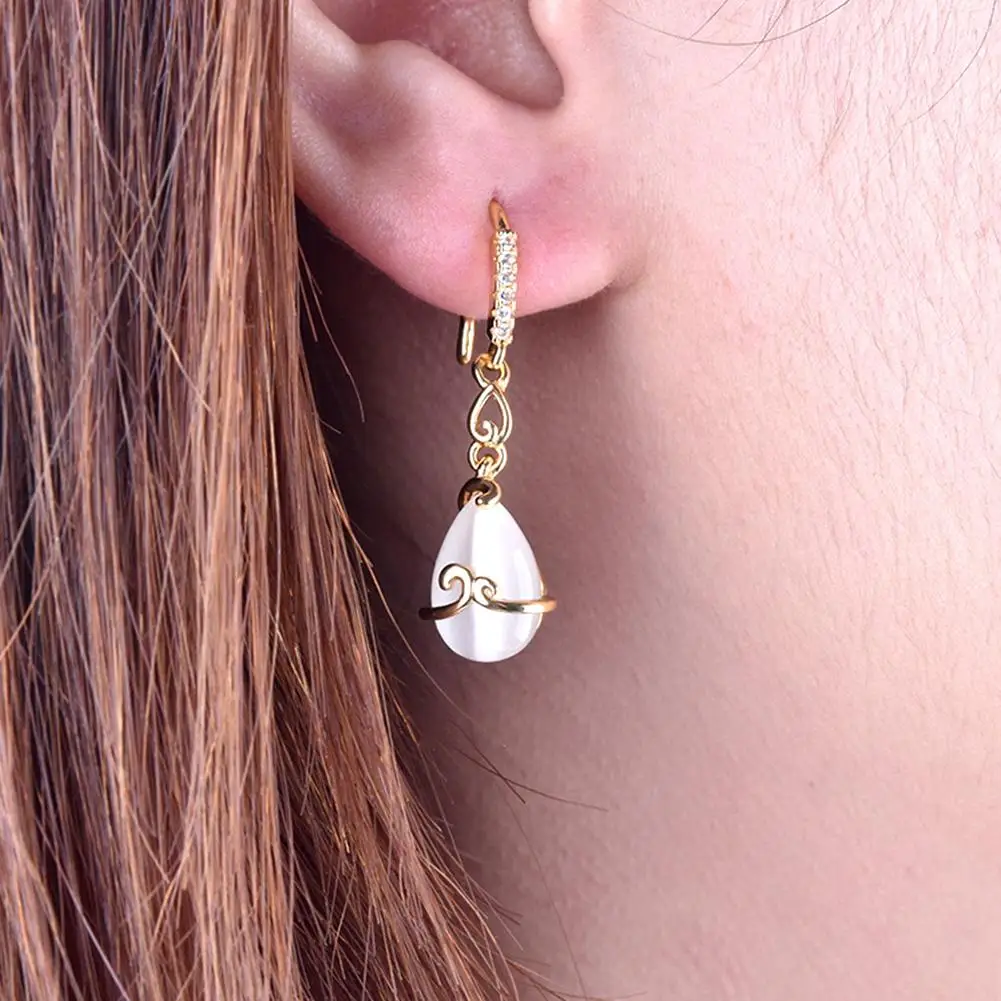 Модные женские серьги с искусственным опалом крючки вечерние ювелирные изделия