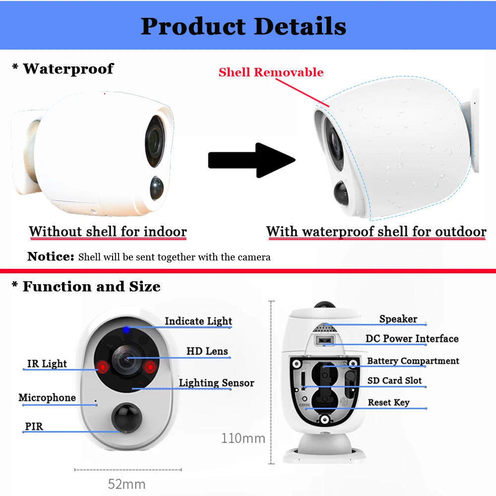 Наружная IP камера CTVMAN 1080P ICSEE с внешним аккумулятором и поддержкой Wi Fi|Камеры