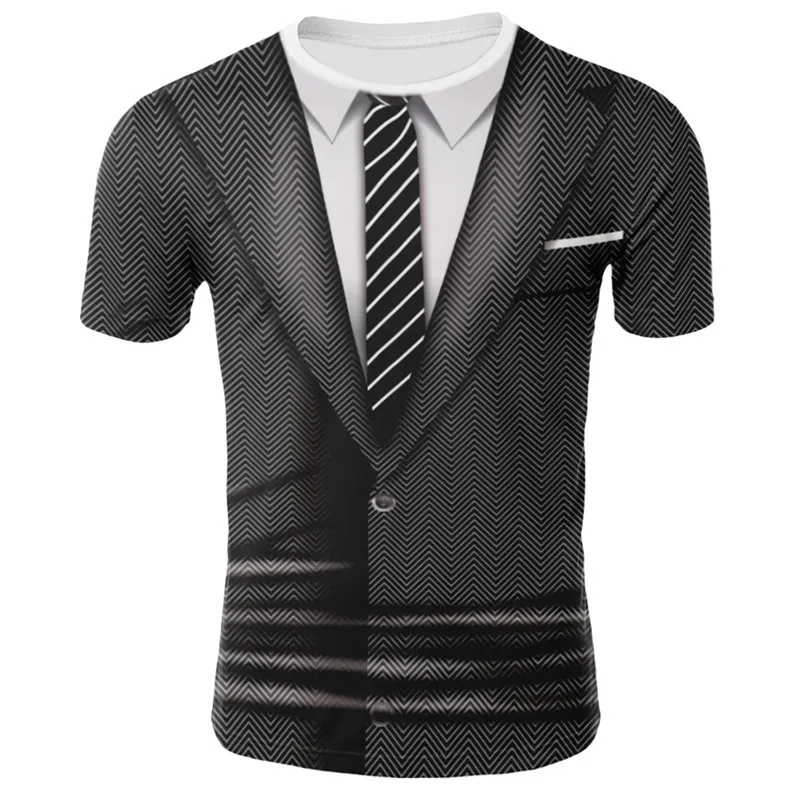 

Men Suit Graphic T Shirts Interesting Tee Clothing Camisetas Tops Ropa Hombre Summer Streetwear Camisa Masculina Verano Roupas