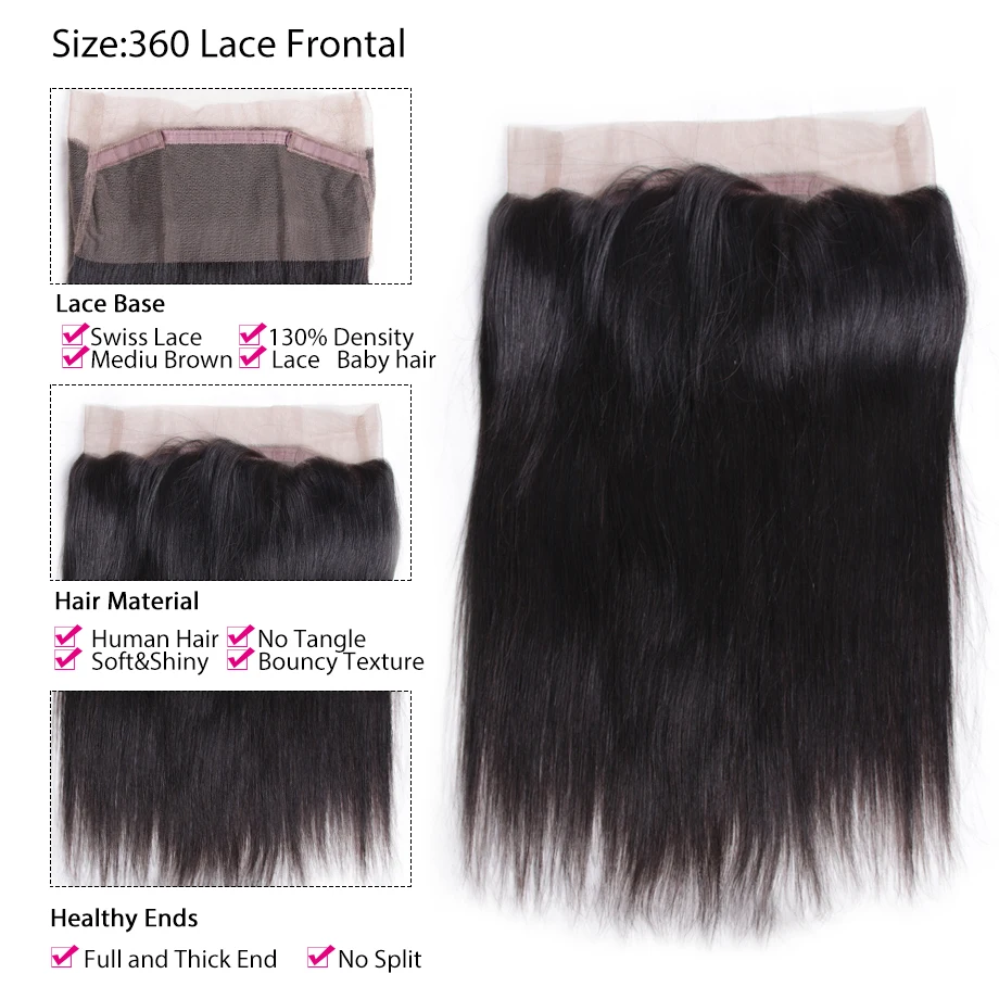 Пучки с 360 фронтальным шнурком бразильские пучки прямых и волнистых волос