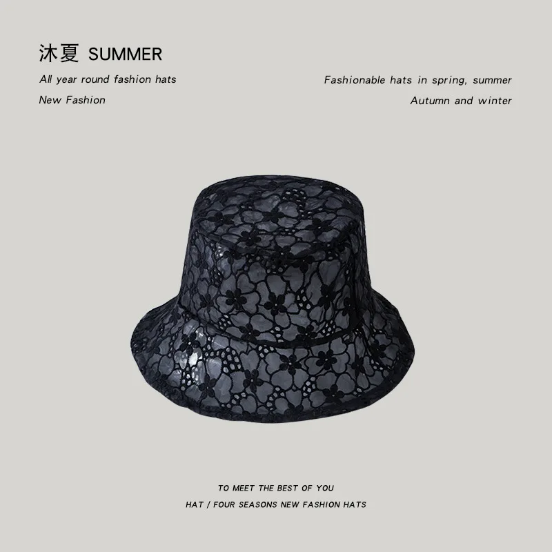 

web celebrity thin girl lace flowers fisherman hat Japanese hollow-out stealth sunscreen basin hat in the summer