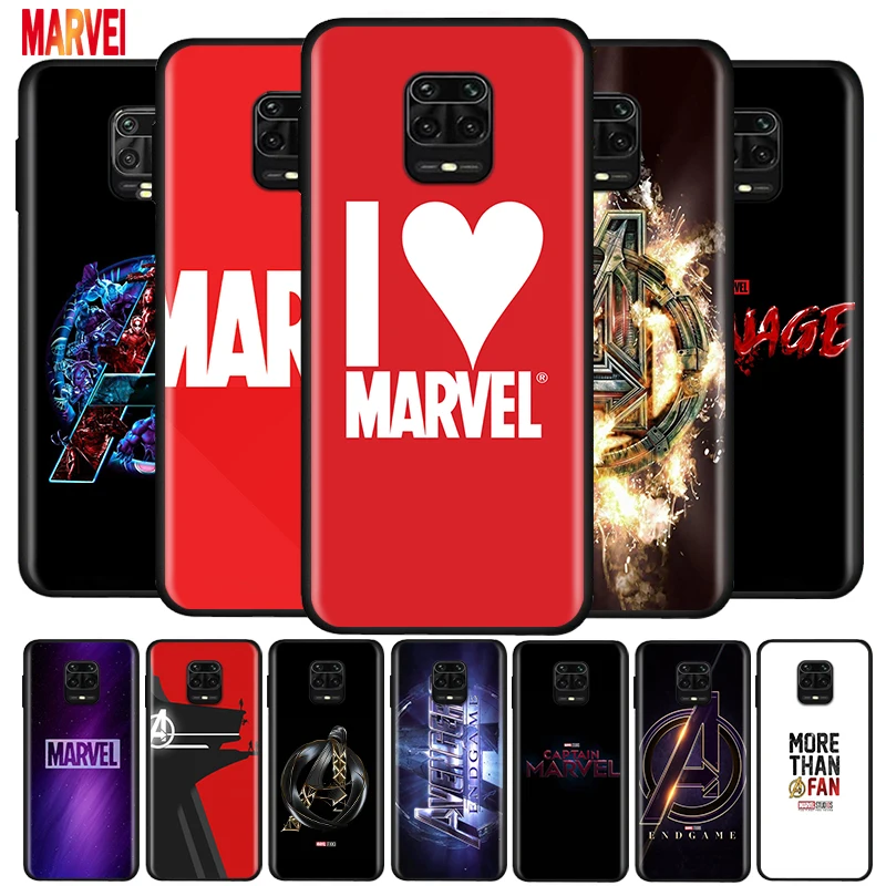 

Marvel Avengers Logo Art Soft TPU Cover For Xiaomi Redmi Note10 10S 9T 9S 9 8T 8 7 6 5A 5 4 4X Prime Pro Max Black Phone Case