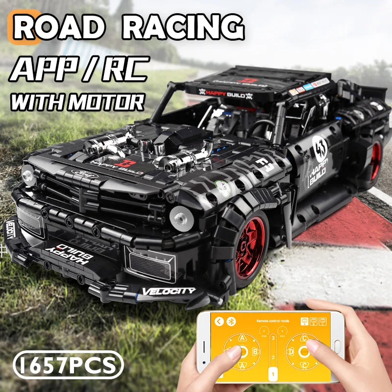 2021 Электрический гоночный автомобиль MOC RC Fords Mustangs Hoonicorns RTR V2 модель строительных
