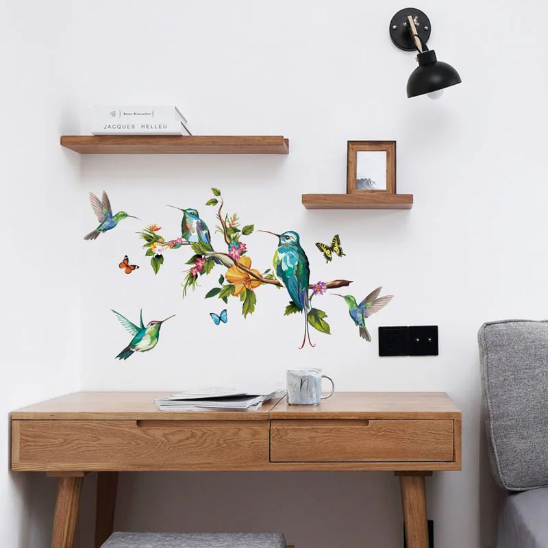 

Color Butterfly Branch Bird Wall Stickers For Living Room TV Background Home Personalized Decorative Wallpaper 25*70*2Pcs
