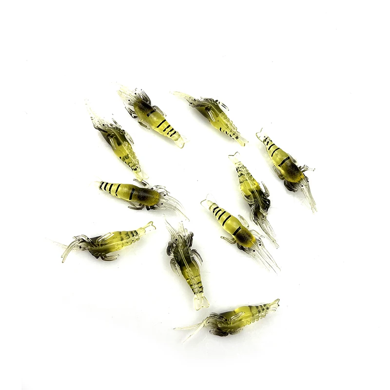 

10pcs/lot Silicone Baits Soft Fishing Lure 4cm/1g Artificial Shrimp Bait No hook Sea Fishing Winter Fishing M005