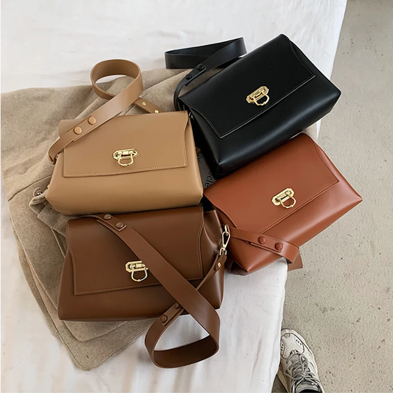 

Vintage Buckle Flap Bag For Work Black Leather Sac A Main Femme Bolsos Para Mujer Bolsas Femininas Baratas Torebka Listonoszka
