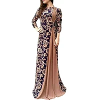 evening party dress women elegant medieval floral print 34 sleeve maxi dress for women 2022 clothes